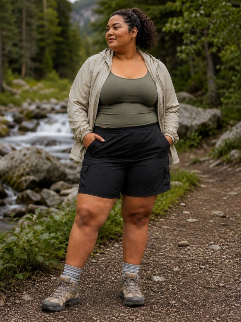 Torrid Happy Camper Black Cargo Shorts Size 24 Plus Size Gorpcore Hiking